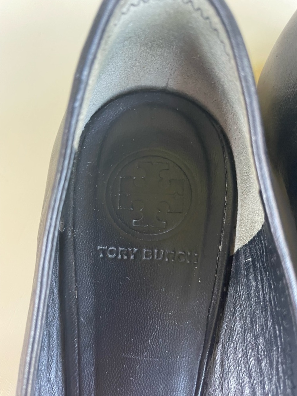 Tory Burch Black Leather Ballet Flats with Gold Logo Medallion - Picture 10 of 13
